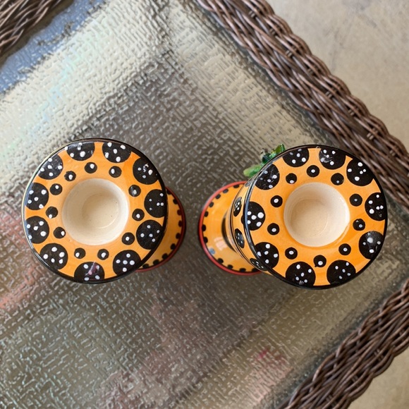 HandPainted ceramic candle stick holders - Picture 4 of 6